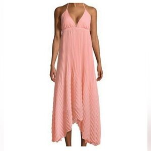 NWT Alice + Olivia Pleated Halter Pink Dress